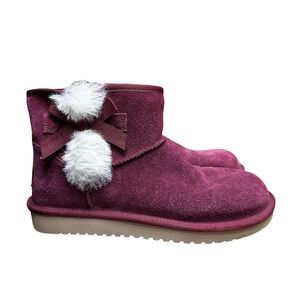 Koolaburra by UGG Victoria Burgundy Suede Short Ankle Mini Booties Size 7